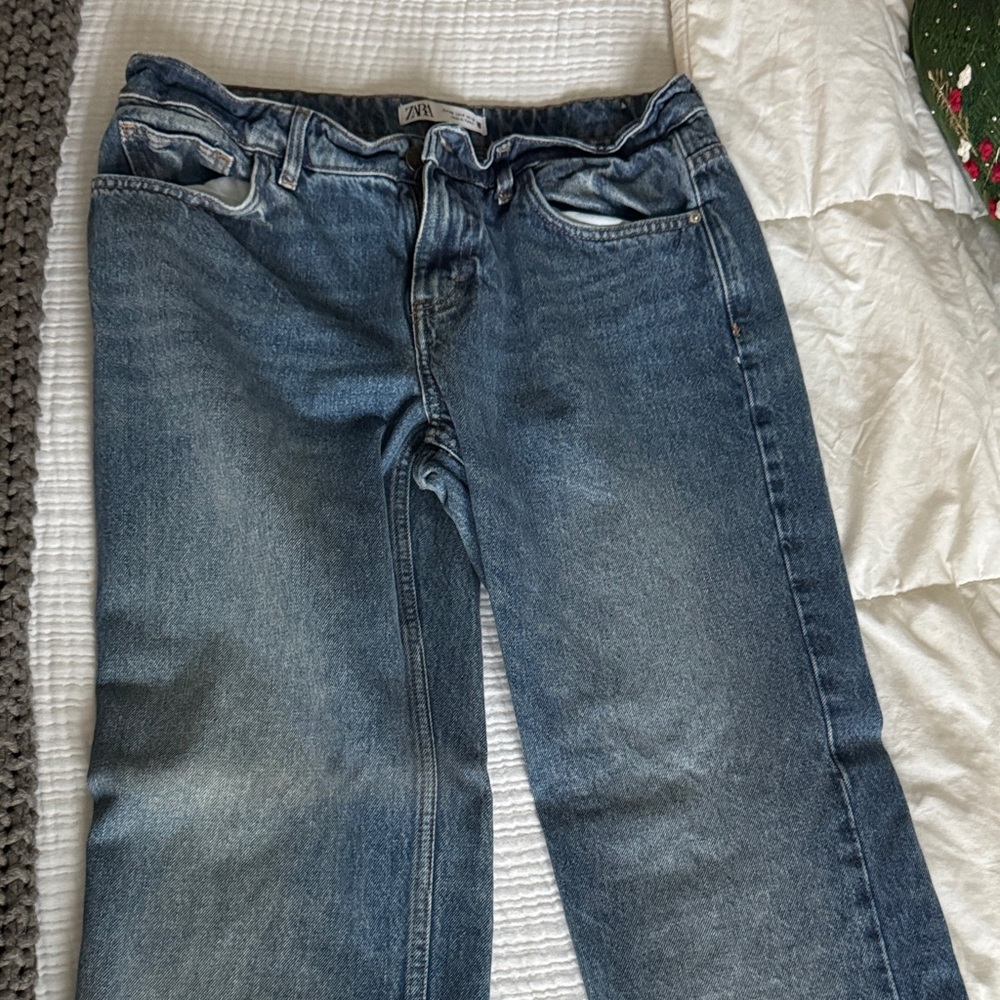 Zara Women's Denim Blue Straight Leg Jeans